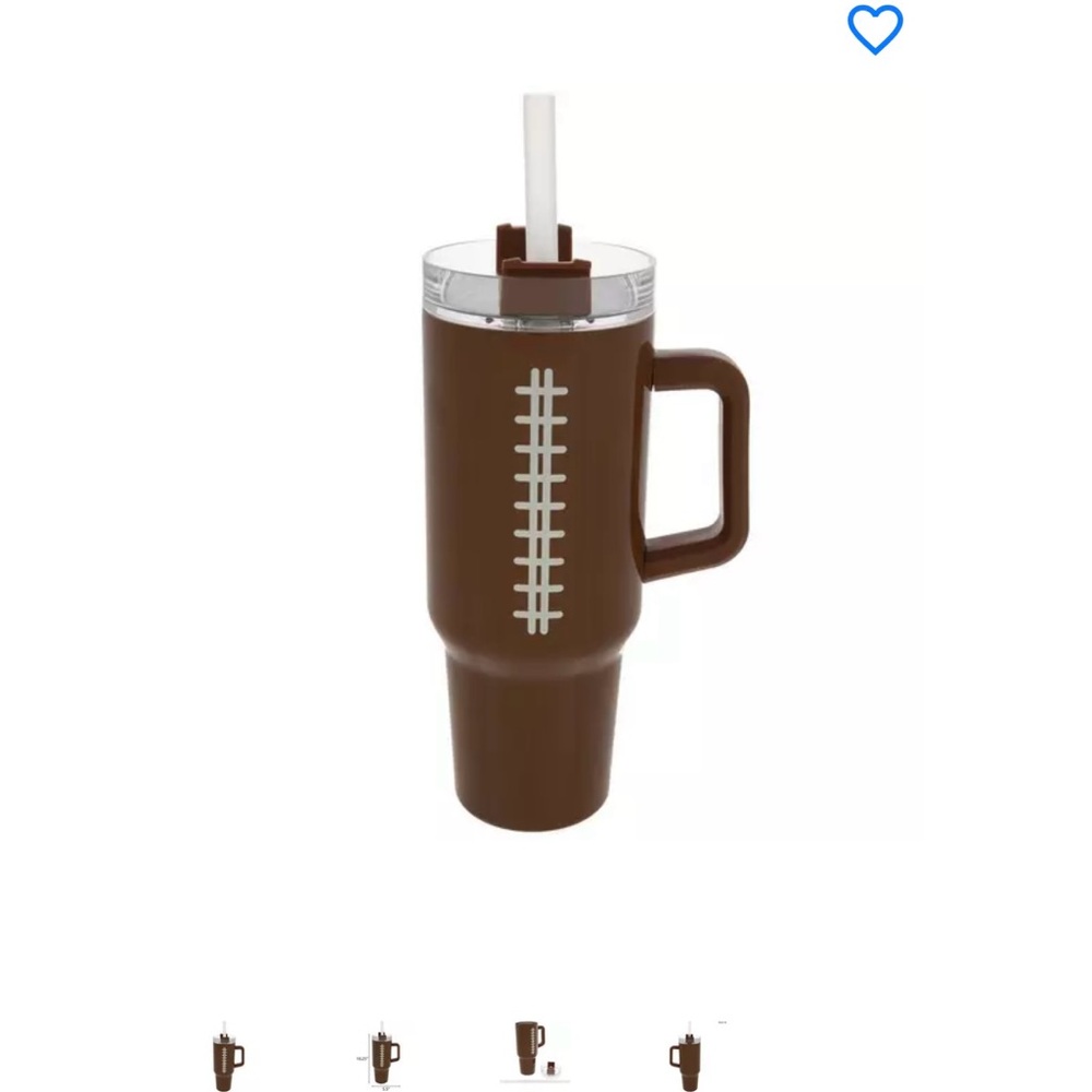 Brown Football-Themed Tumbler with Handle
